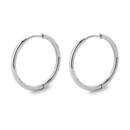 Simple Style Solid Color Stainless Steel Hoop Earrings 1 Pair