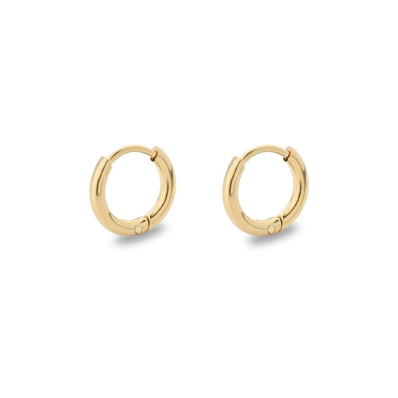 Simple Style Solid Color Stainless Steel Hoop Earrings 1 Pair