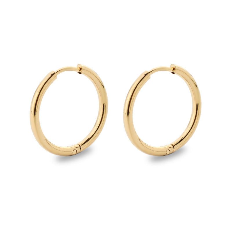 Simple Style Solid Color Stainless Steel Hoop Earrings 1 Pair