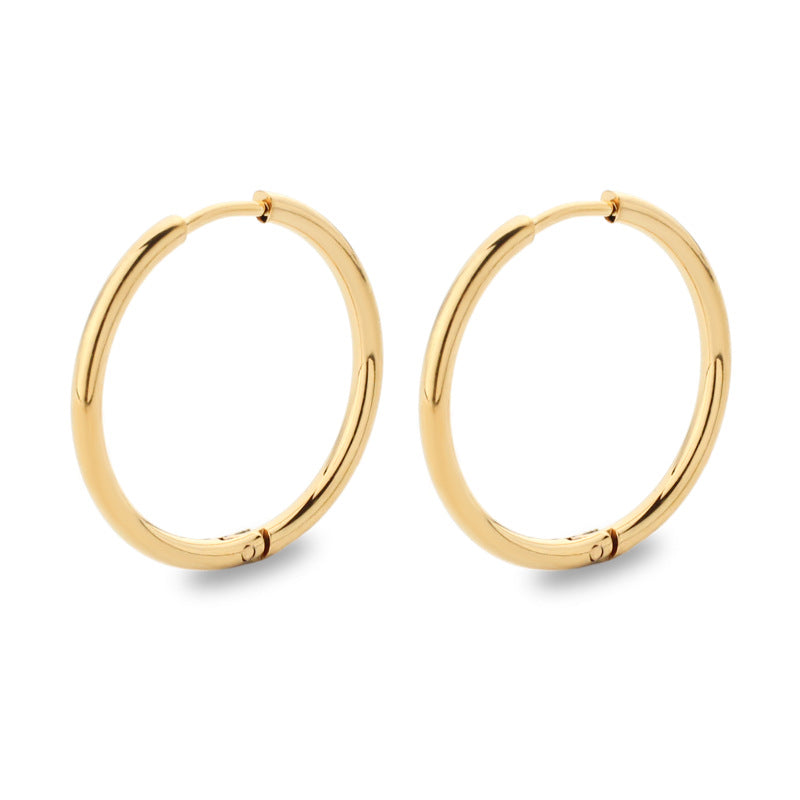 Simple Style Solid Color Stainless Steel Hoop Earrings 1 Pair