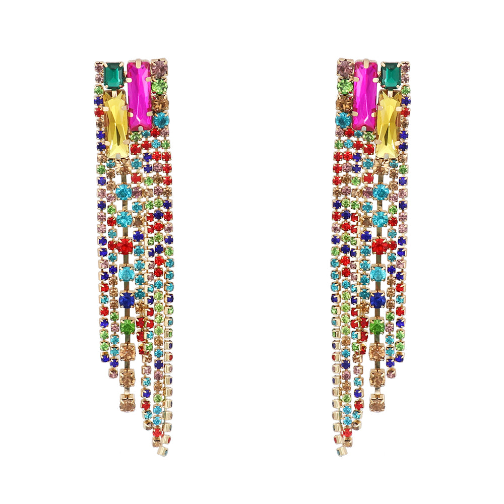 1 Pair Fashion Tassel Alloy Inlay Artificial Rhinestones Women's Drop Earrings