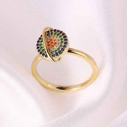 1 Piece Simple Style Flower Copper Inlay Zircon Open Ring