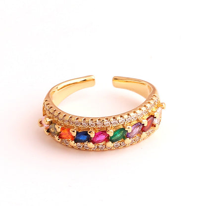 1 Piece Simple Style Flower Copper Inlay Zircon Open Ring