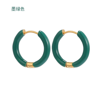 Fashion Round Stainless Steel Plating Earrings 1 Pair