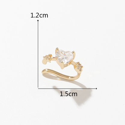 Sweet Heart Shape Copper Plating Artificial Pearls Zircon Ear Clips 1 Piece