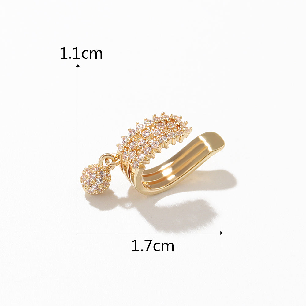 Sweet Heart Shape Copper Plating Artificial Pearls Zircon Ear Clips 1 Piece