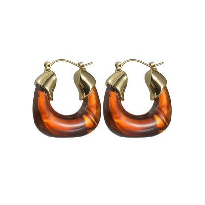 1 Pair Retro U Shape Alloy Resin Women's Drop Earrings