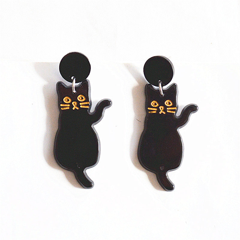 Cartoon Style Cat Arylic Printing Women's Earrings 1 Pair