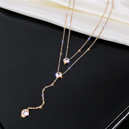 Simple Style Geometric Titanium Steel Plating Rhinestones Pendant Necklace 1 Piece