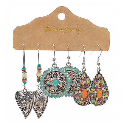 1 Set Retro Leaves Alloy Enamel Women's Drop Earrings