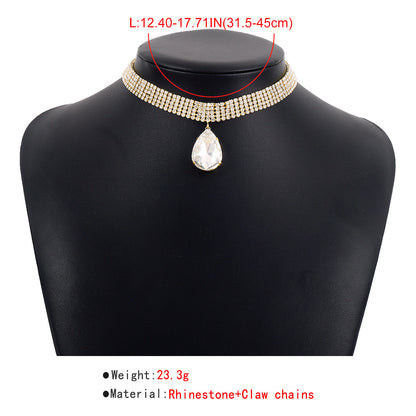 1 Piece Fashion Water Droplets Claw Chain Inlay Rhinestones Women's Pendant Necklace