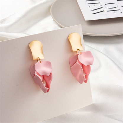 1 Pair Fashion Leaf Plating Alloy Drop Earrings