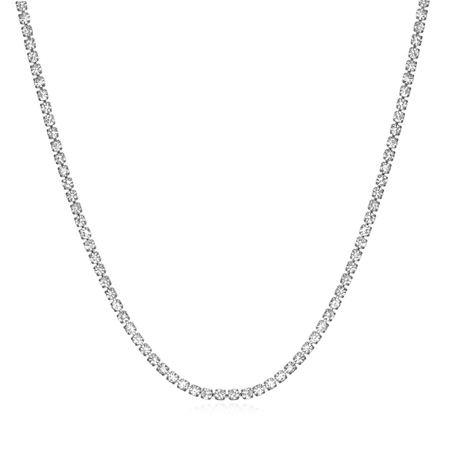 Fashion Solid Color Stainless Steel Titanium Steel Inlay Artificial Diamond Necklace 1 Piece