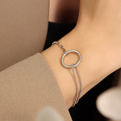 Ring Bracelet Box With Round Bead Chain Titanium Steel Material Bracelet