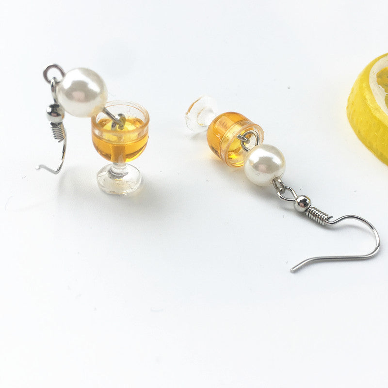 1 Pair Novelty Wine Glass Imitation Pearl Plastic Resin Women's Earrings