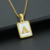 Fashion Letter Stainless Steel Inlay Shell Pendant Necklace 1 Piece