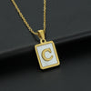 Fashion Letter Stainless Steel Inlay Shell Pendant Necklace 1 Piece