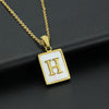 Fashion Letter Stainless Steel Inlay Shell Pendant Necklace 1 Piece