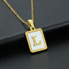 Fashion Letter Stainless Steel Inlay Shell Pendant Necklace 1 Piece