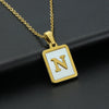 Fashion Letter Stainless Steel Inlay Shell Pendant Necklace 1 Piece