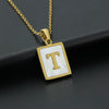 Fashion Letter Stainless Steel Inlay Shell Pendant Necklace 1 Piece