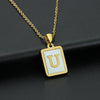 Fashion Letter Stainless Steel Inlay Shell Pendant Necklace 1 Piece