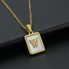 Fashion Letter Stainless Steel Inlay Shell Pendant Necklace 1 Piece