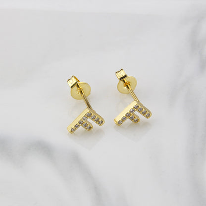 Fashion Letter Copper Inlay Zircon Ear Studs 1 Pair