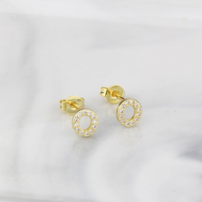 Fashion Letter Copper Inlay Zircon Ear Studs 1 Pair