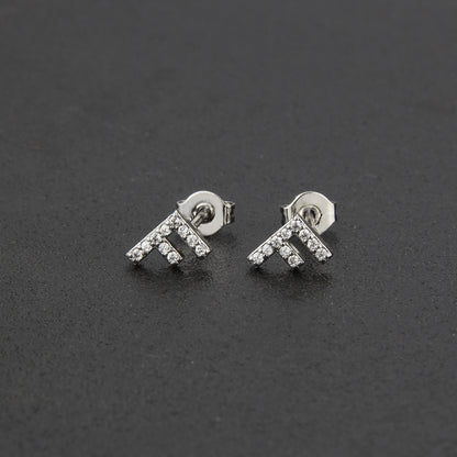 Fashion Letter Copper Inlay Zircon Ear Studs 1 Pair