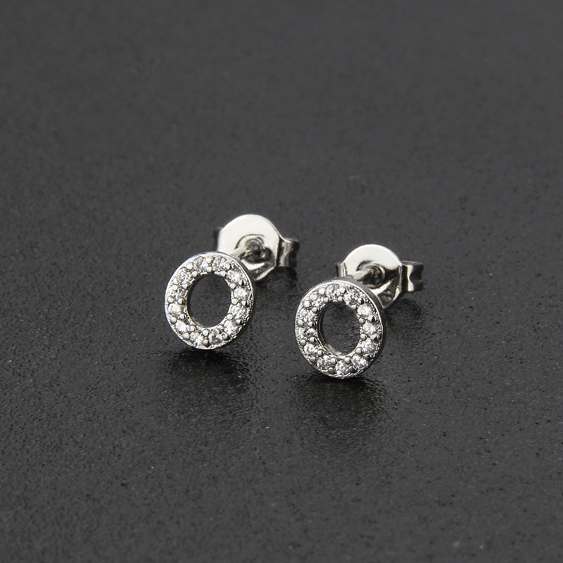 Fashion Letter Copper Inlay Zircon Ear Studs 1 Pair