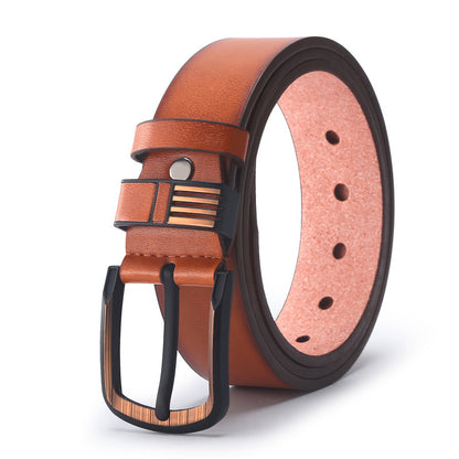 Retro Solid Color Pu Leather Alloy Men'S Leather Belts 1 Piece