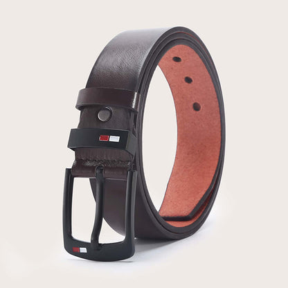 Retro Solid Color Pu Leather Alloy Men'S Leather Belts 1 Piece