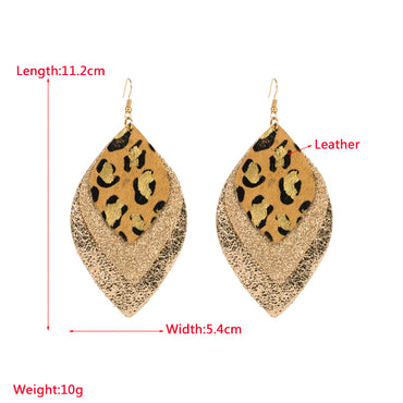 1 Pair Elegant Leaf Leopard Plating Inlay Pu Leather Alloy None Gold Plated Ear Hook