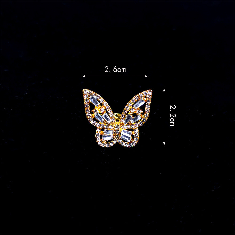 Fashion Butterfly Metal Inlay Rhinestones Women's Rings