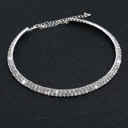 Luxurious Geometric Alloy Plating Rhinestones Silver Plated Women's Bracelets Earrings Necklace