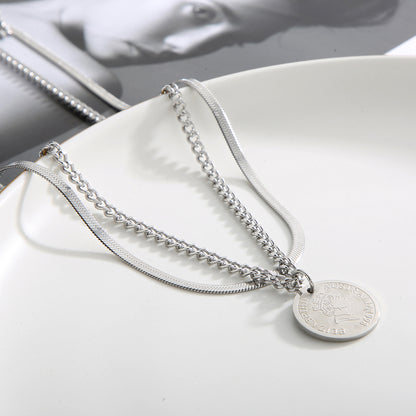 Fashion Portrait Stainless Steel Plating Layered Necklaces 1 Piece