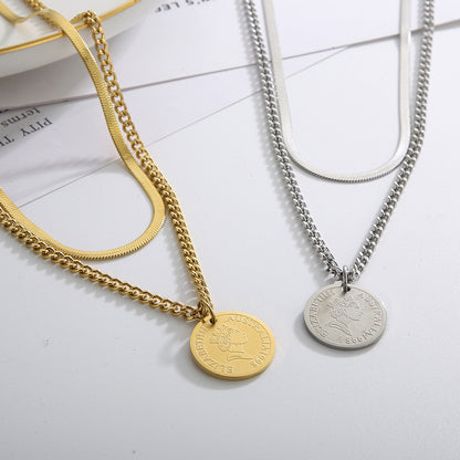 Fashion Portrait Stainless Steel Plating Layered Necklaces 1 Piece