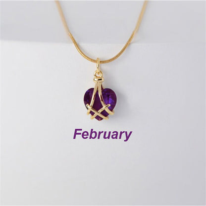 Cute Heart Shape Titanium Steel Plating Artificial Crystal Pendant Necklace 1 Piece