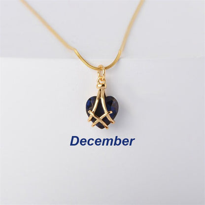 Cute Heart Shape Titanium Steel Plating Artificial Crystal Pendant Necklace 1 Piece