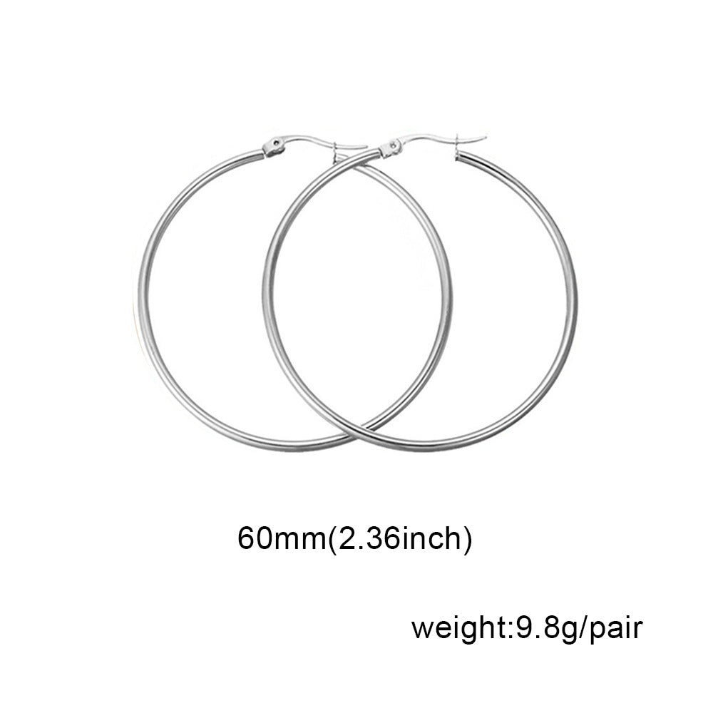 1 Pair Fashion Solid Color Stainless Steel Hoop Earrings