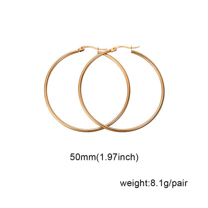 1 Pair Fashion Solid Color Stainless Steel Hoop Earrings