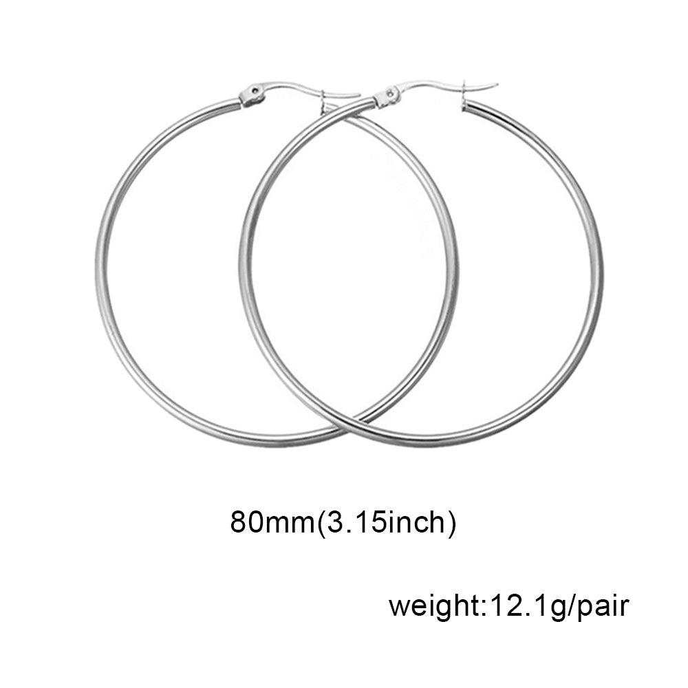 1 Pair Fashion Solid Color Stainless Steel Hoop Earrings