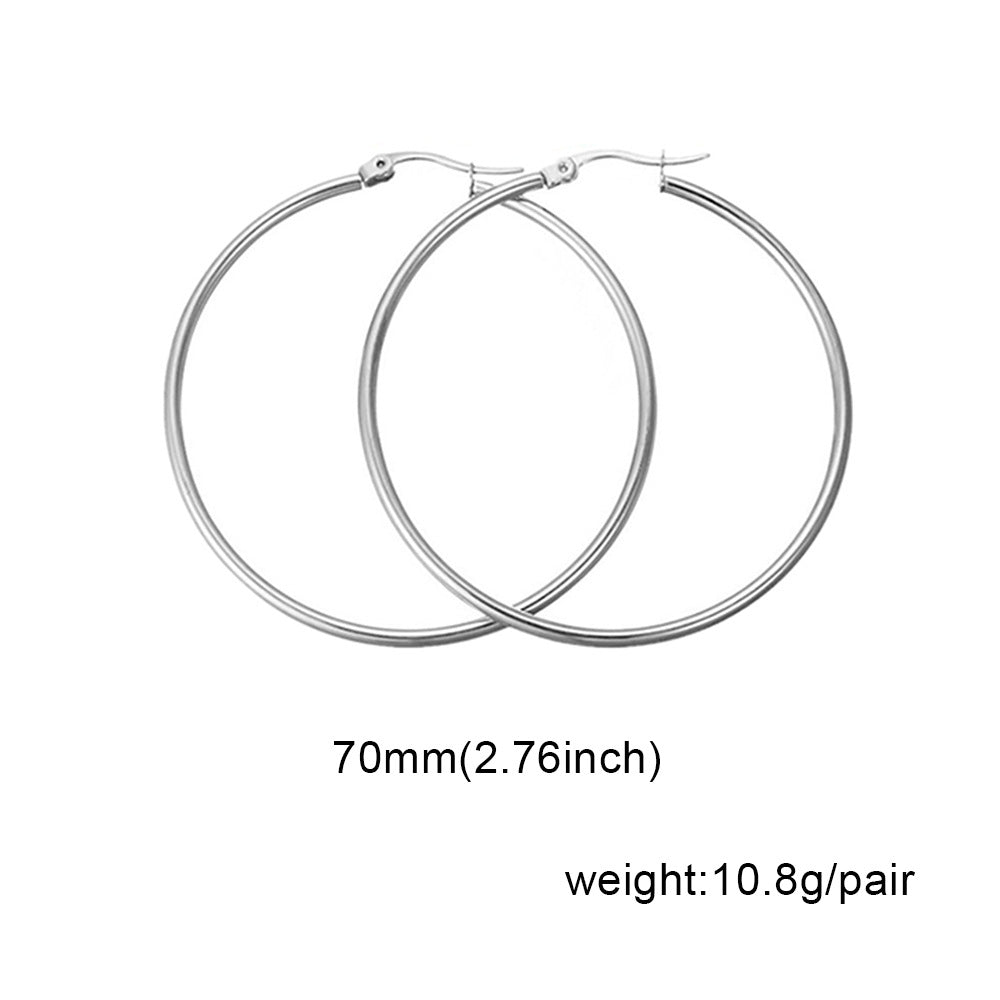 1 Pair Fashion Solid Color Stainless Steel Hoop Earrings