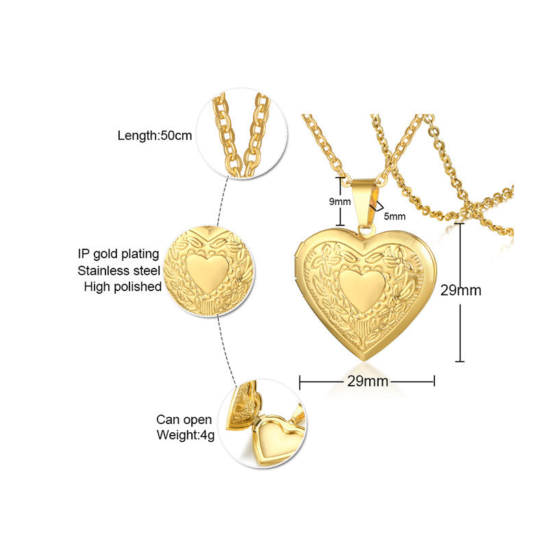 Fashion Letter Heart Shape Stainless Steel Plating Gold Plated Pendant Necklace