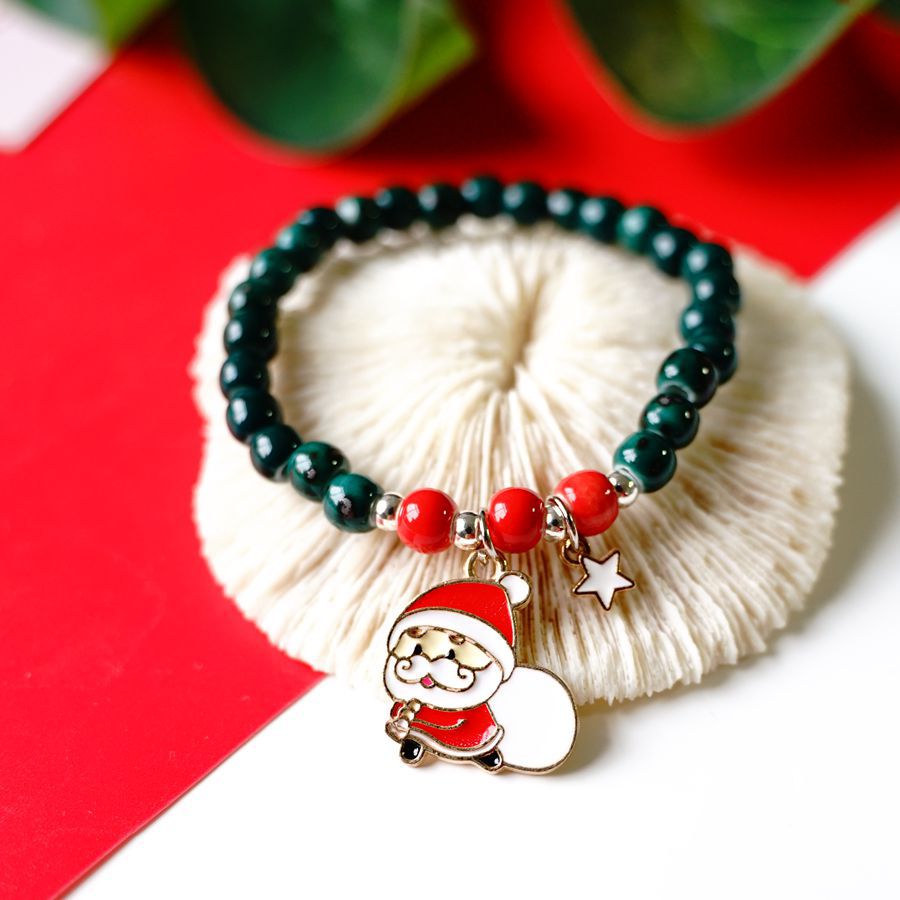 Fashion Santa Claus Bell Alloy Beaded Women's Bracelets 1 Piece