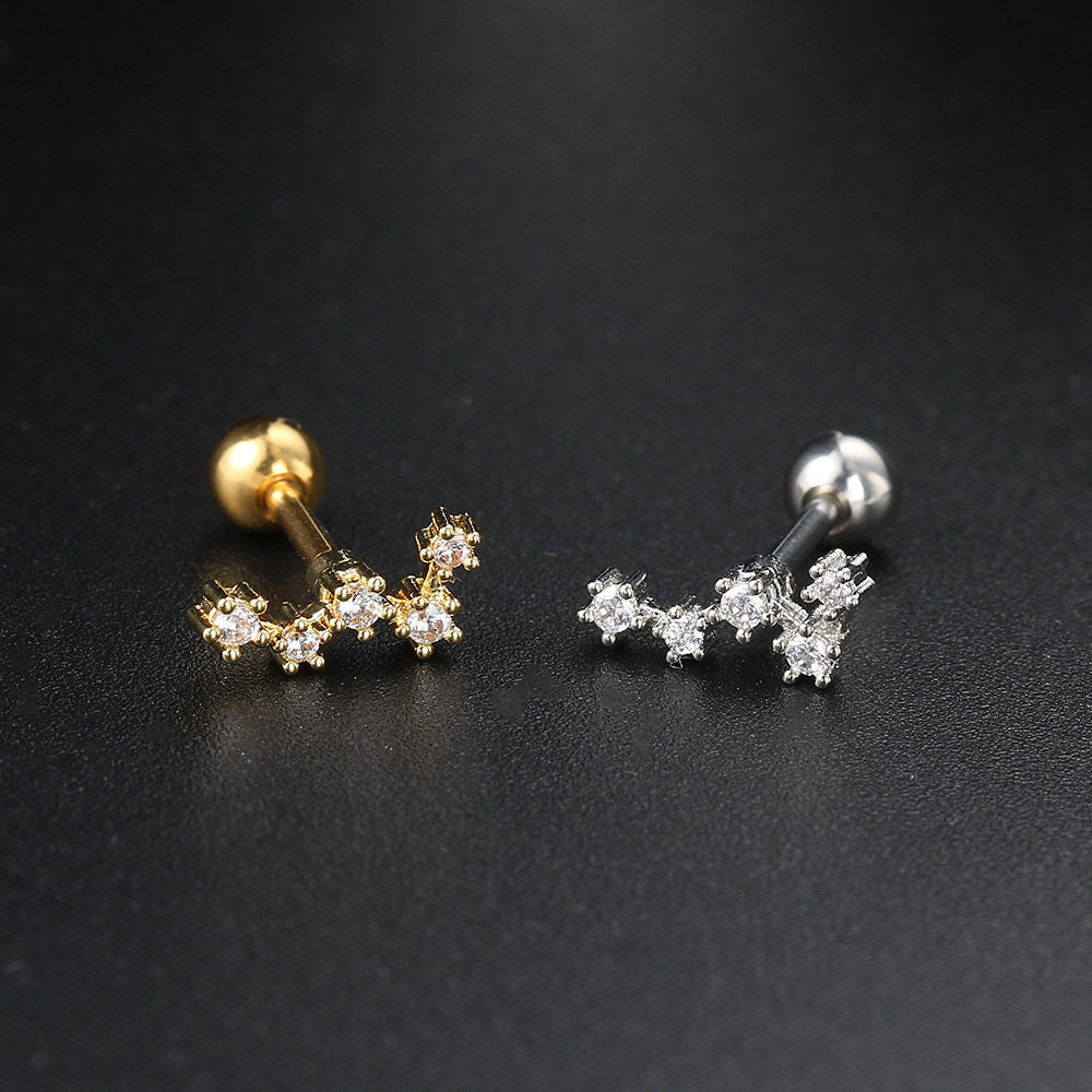 Fashion Flower Snake Butterfly Copper Plating Inlay Zircon Ear Studs 1 Piece