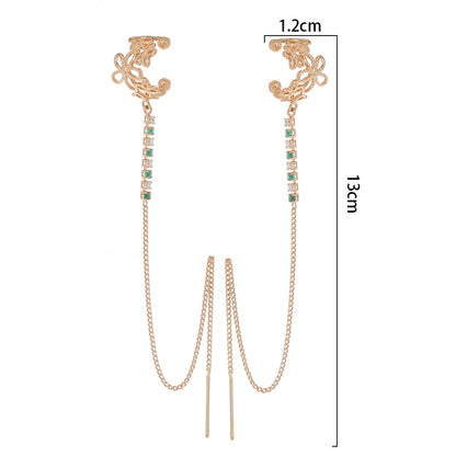 Fashion Heart Shape Butterfly Copper Inlay Zircon Ear Line 1 Pair