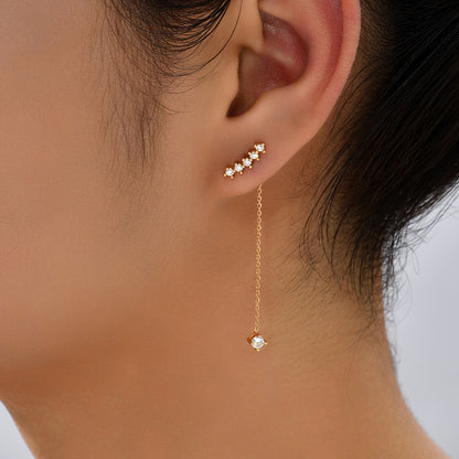 Fashion Flower Butterfly Copper Inlay Zircon Ear Line 1 Pair