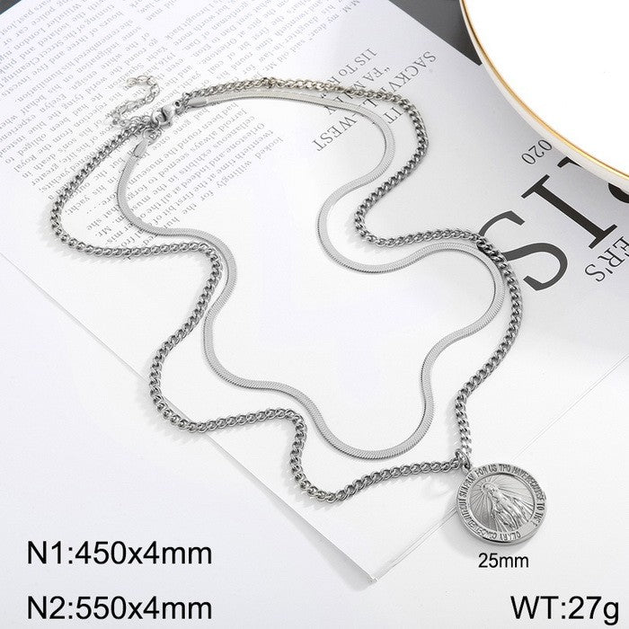 Fashion Portrait Stainless Steel Plating Layered Necklaces 1 Piece